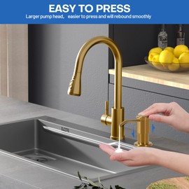 Soap Dispenser for Kitchen Sink, Brushed Gold Built in Soap Dispensers, Stainless Steel Sink Soap Dispenser or Lotion Dispenser Pump with 47" Extension Tube Kit, Upgraded Metal Check Valve
