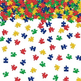 100pcs Puzzle Confetti, Gold Glitter Puzzle Piece Table Confetti, Puzzle Shape Paper Cut Outs for Baby Shower/Birthday Party Table Decoration