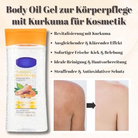 Body Oil Gel for Body Care with Turmeric for Cosmetic Body Gel Oil for Very Dry Skin for Deep Moisturising and Firming Tourmeric Body Oil for Soft and Smooth Skin 200 ml