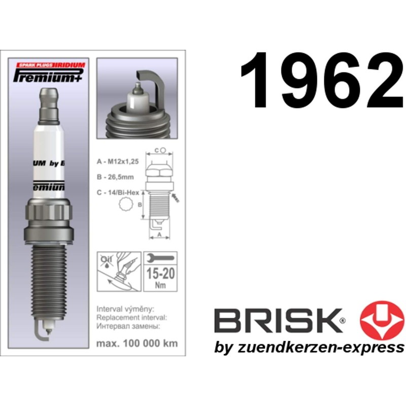 BRISK Iridium Premium+ Plus P36 2MR14LIR 1962 Spark Plugs (Pack
