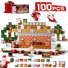 Uuoeebb 100 Pcs Magnetic Building Blocks - Build Mine World Set with Christmas Snow Magnetic Tiles, Magnet Building Cubes for Kids 3+, Construction Montessori Toys Game for Kids Ages 3 4 5 6 7 8