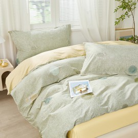 SAPHREAS Green Line Puppy Pattern Bedding Set King Size 100% Cotton Dogs Duvet Cover Soft Breathable for Boys Girls Kids Teen 3 Pieces 1 Quilt Cover 2 Pillow Shams with Zipper