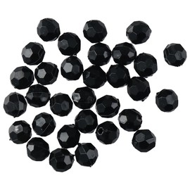 YYlingx 200Pcs Round Acrylic Crystal Beads, 8mm Black Faceted Spherical Crytal Spacer Beads for DIY Jewelry Making, Bracelet Necklace Crafts