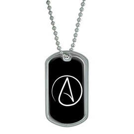 GRAPHICS & MORE Atheism Symbol - Atheist - White on Black - Military Dog Tag Luggage Keychain