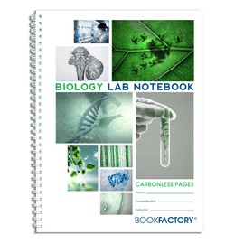 BookFactory Carbonless Biology Lab Notebook - 100 Sets of Pages (8.5'' X 11'') (Duplicator) - Scientific Grid Pages, Durable Translucent Cover, Wire-O Binding (LAB-100-7GW-D (Biology))