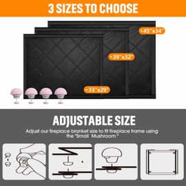 Magnetic Fireplace Draft Cover, Fireplace Blocker Blanket for Insulation, Indoor Fireplace Draft Stopper for Heat Loss Black 36" W x 32" H