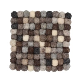 Grült Home Pot Coasters - Felt Coasters for Pots, Pans and Cups, Hand-Felted in Nepal, Heat Resistant Protects Tables in the Kitchen, Decorative Gift (Grey, Square 20 cm)