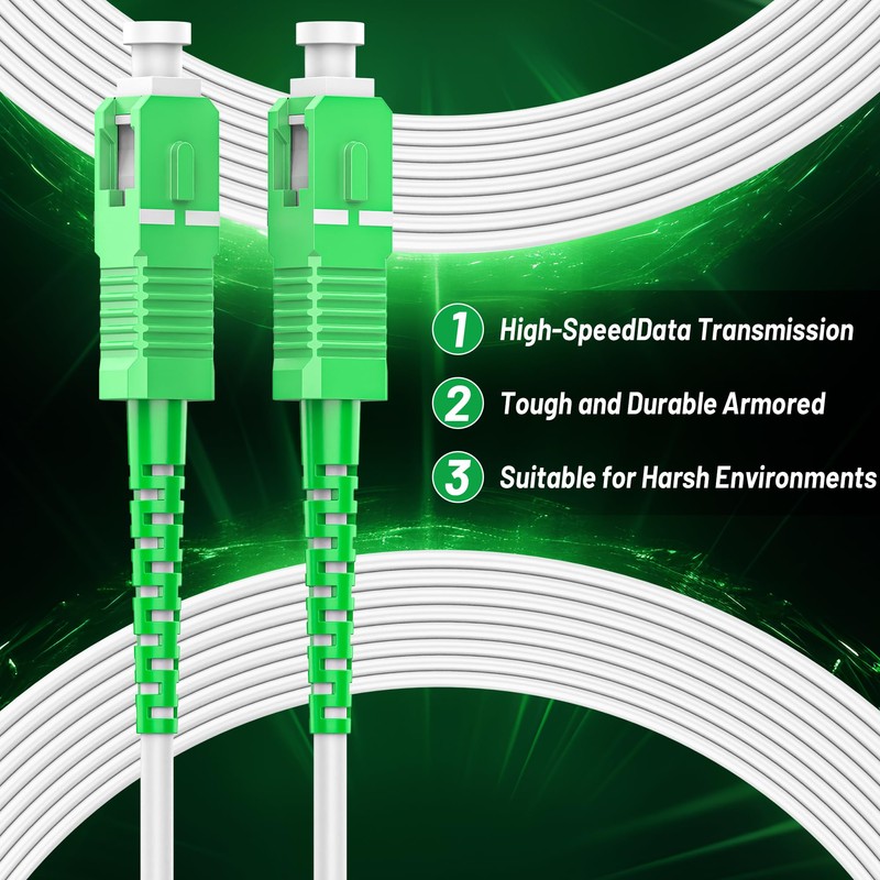 SpeedyCables SC/APC Armored Fiber Optic Cable 1m/3ft - OS2 Single