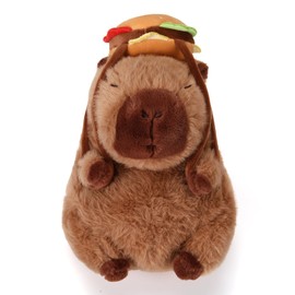 Riuhot Capybara Stuffed Animals with Hamburger Backpack Soft Capybara Plush Kawaii Plushie Christmas Valentine's Day Birthday for Kids(9in)