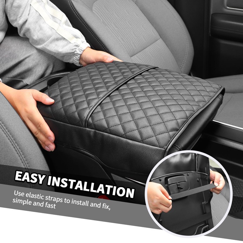 Jimen for Ram Armrest Cover, Leather Center Console Cover Fit