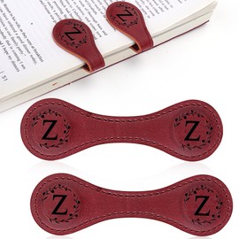 2PCS Magnetic Leather Bookmark With Initial, Double-Sided Bookmarks for Women, Clip Gift for Book Lovers, Readers, Men, Teachers, Students - Book Accessories (Z)