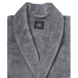 THE SAVILE ROW COMPANY LONDON Men's Lightweight Super Soft Warm Fleece Bath Robe Dressing Gown - Grey Plain - XX-Large