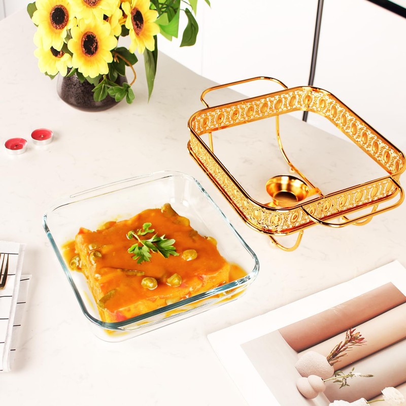 jinsongdafa Casserole Dish 8.7" x 8.7"Glass Baking Dish with Stainless