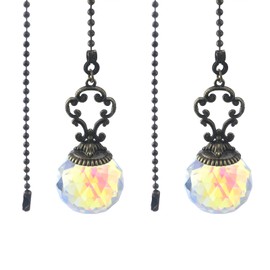 MY MIRONEY Crystal Prism Ball Ceiling Fan Pull Chains Vintage Extender Light Pull Chain Clear Crystal Pendant Light Fan Pull Chain Pack of 2