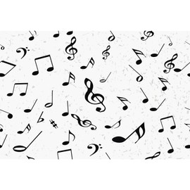 Music Note Backdrop Black Musical Note Doodle Pattern on White Background Photography Backdrop Music Notation Theme Party Background Decorations Music Notes Banner Home Decor Props 7x5ft