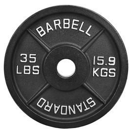 Fitvids Olympic Cast Iron 2-Inch Weight Plate for Strength Training & Weightlifting, Multiple Weights Available, 35LB (Single)