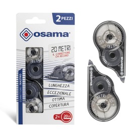 Osama – Korrekturroller, 2 Stück, 20 M – Ideal für Schule, Büro und Uni – Nützliches Set für Schreib- und Schulbedarf, gleitend und abdeckend, mehrfarbig