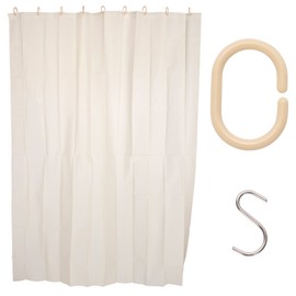 Strix Design Shower Curtain with Hooks, S, C, Approx. 53.1 x 70.9 inches (135 x 180 cm), Milky White, Waterproof, Partition, Divider, Curtain, Unit Bath, Bathroom, QB-155D