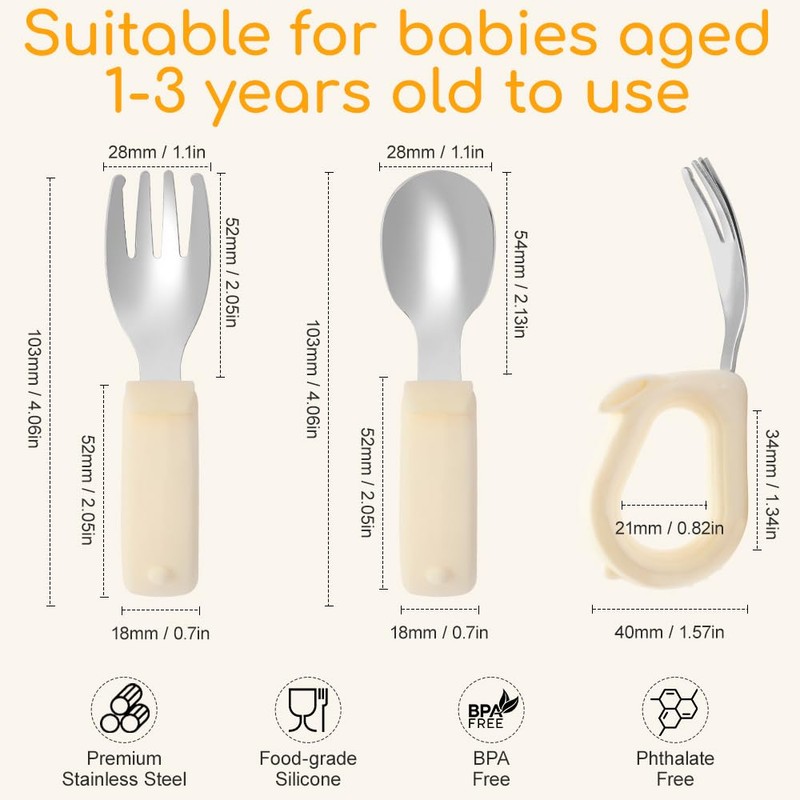 Kids Utensils Set, 18/8 Stainless Steel Spoons and Forks, BPA