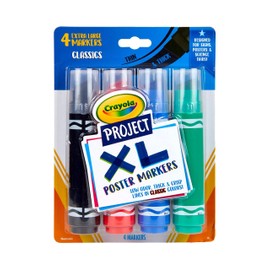 Crayola XL Poster Markers, Assorted Classic Colors, School Supplies, 4 Count