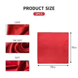 2 Piece Luxury Women's Neckerchief Set in Red - Versatile Headscarf (70 x 70 cm) - Pantomime Costume, Pirate Outfit & Everyday - Elegant Scarf Red for Women, red