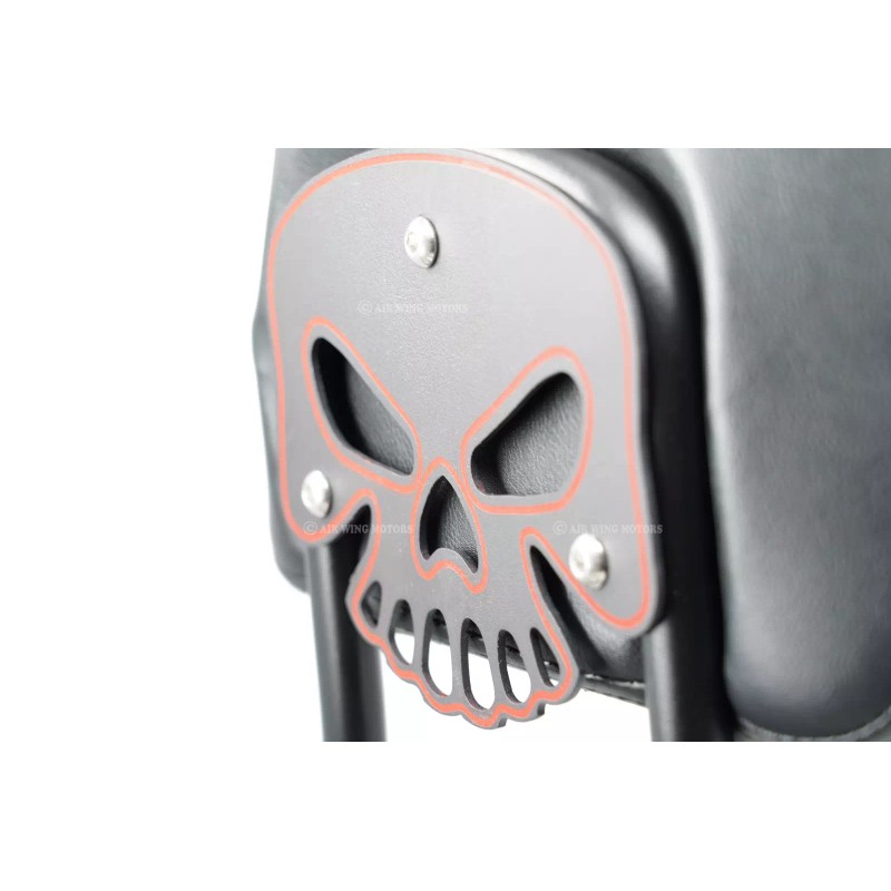 JME Sissy Bar Backrest Pad Mounting Bracket Plate Skull-Shaped for