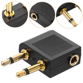 Tofficu 5Pcs Airplane Headphone Audio Jack to Dual Plug Connector for Flight Entertainment Lightweight and Compact Design for Versatile Use at