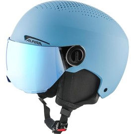ALPINA Children's Zupo Visor Q-lite Ski Helmet, Smoke-Blue Matt, 48-52