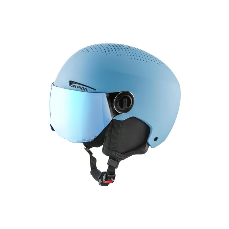 ALPINA Children's Zupo Visor Q-lite Ski Helmet, Smoke-Blue Matt, 48-52