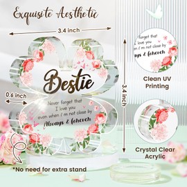 Usong Work Bestie Gifts Bestie gifts Friend Birthday Gifts BFF Gifts Friend Leaving Gifts for Friends Work Friends Gifts Colleague Gifts -Acrylic Four-Leaf Clover 3.4" Square