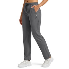 Willit Women's Hiking Pants Quick Dry Cargo Pants Lightweight Water Resistant Travel Golf Pockets Deep Gray M