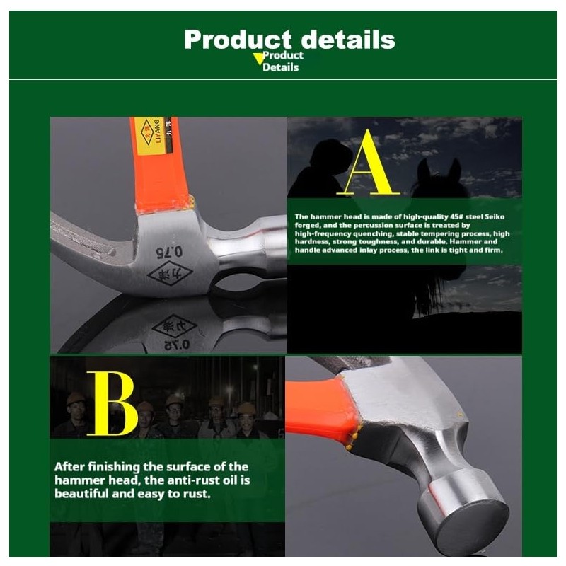 Crook Hammer 0.25kg Claw Hammer, 11 Oz Forged Steel Stubby