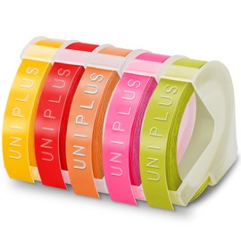 UniPlus Compatible with Embossing Tape Replacement for Omega Tape S0717930 Junior S0717900, 9mm Embossing Tape Fluorescent Pink Fluorescent Orange Olive Green Yellow Red, for E-101 E-303