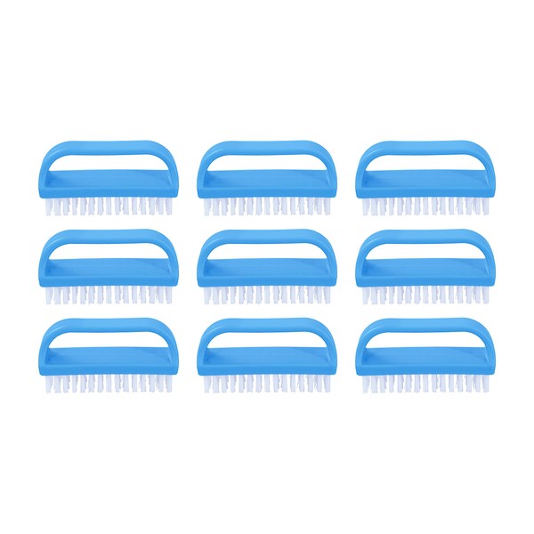 Superio Stiff Nail Brush Cleaner with Handle 9 Pack, Durable Scrub Brush, Clean Toes, Fingernails- Hand Scrubber- All-Purpose Cleaning Brush for Home, Kitchen, Work- Stiff Bristles, Easy to Use