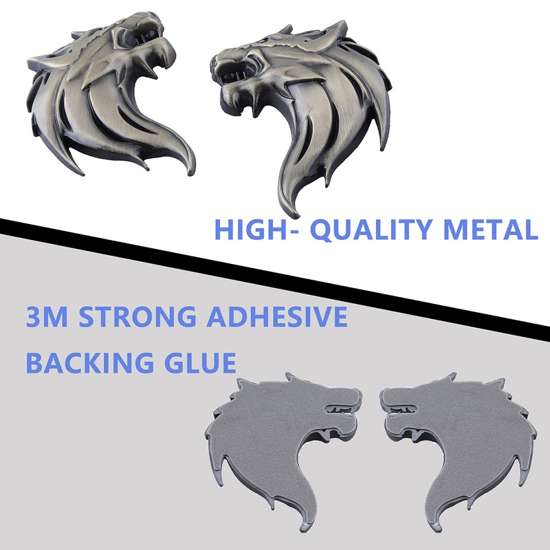 2 x Wolf Head Emblem Car Sticker Wolf Sticker Windscreen