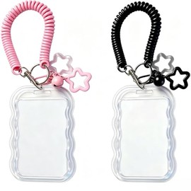 Juego de 2 bonitos soportes para tarjetas fotográficas, llavero Kpop, soporte para tarjetas fotográficas de 2 colores, protector decorativo para tarje