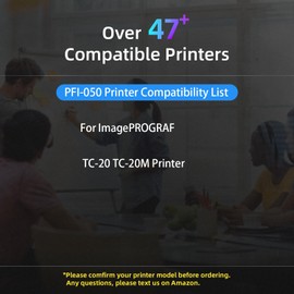 PFI-050 Ink Bottle Replacement for Canon PFI-050 PFI 050 PFI050 Ink Tank Set for IMAGEPROGRAF TC-20 TC-20M Printer (Black Cyan Magenta Yellow)