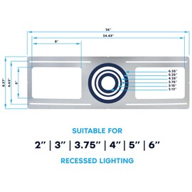 Luxrite New Construction Rough-in Bracket Mounting Plate, 2-3-3.75-4-5-6 Inch Recessed Light, Galvanized Steel, Round Hole Sizes, Shallow Retrofit LED Downlight with Junction Box Housing (4 Pack)
