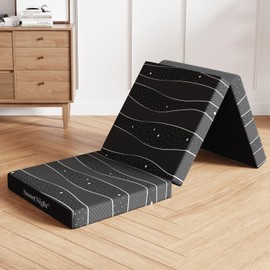 Sweetnight Tri-fold Mattress - 4 Inch Dual-Layer Foam Folding Mattress | Removable & Washable 500G Superfine Fiber Cover | Suitable for Camping, RV & Home Use （Single）
