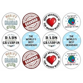 24 x Grandad Birthday 4.4cm Edible Wafer Card Disc Cupcake Toppers (NOT PRE Cut)