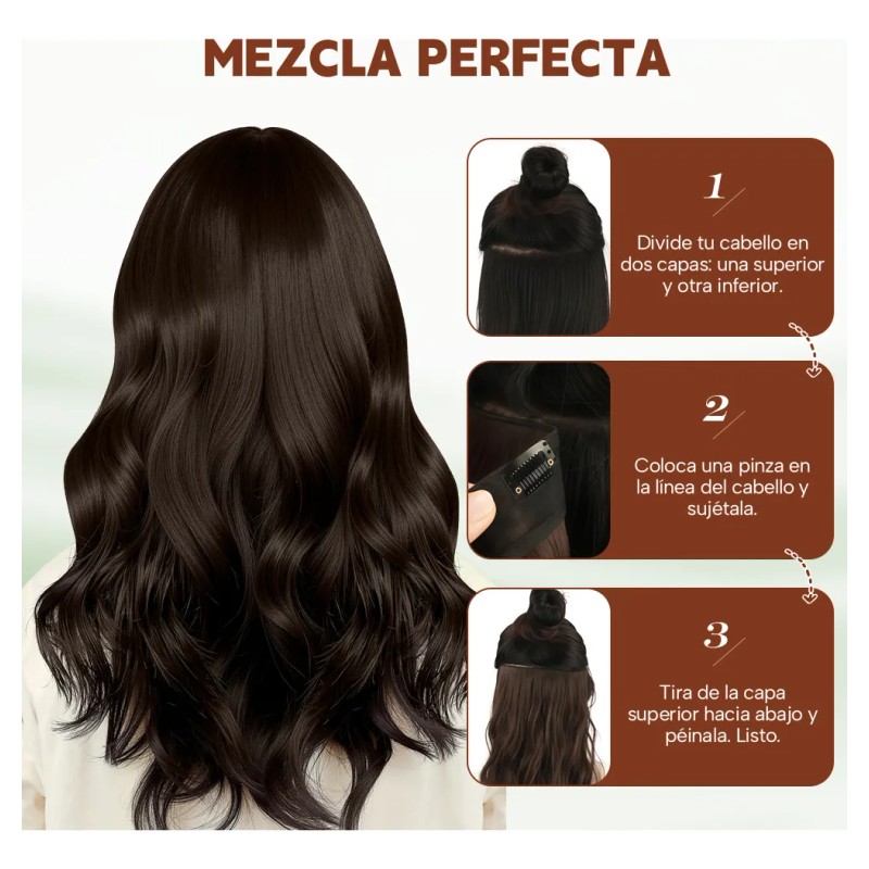 Extensiones De Cabello De Pelo Ondulado Cortinas Clip 6 Pzs