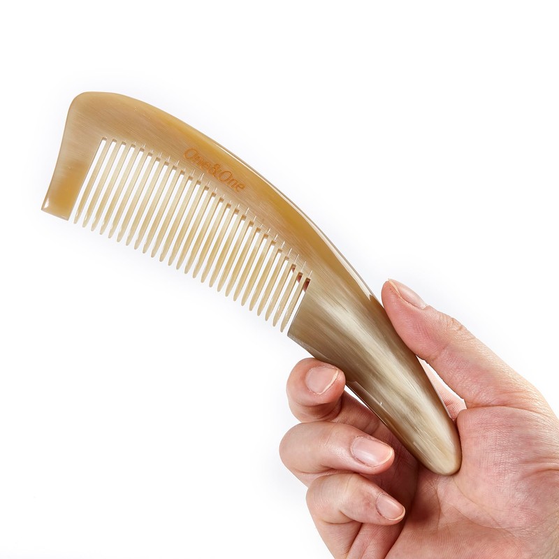 One&One Natural Horn Combs for women, Fine Tooth Bone Comb,Horn