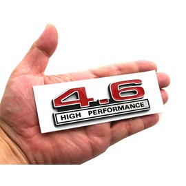 2pcs 4.6 Liter High Performance Engine Emblems Badge 3D Decals Stickers Cars Trucks (Chrome Red)