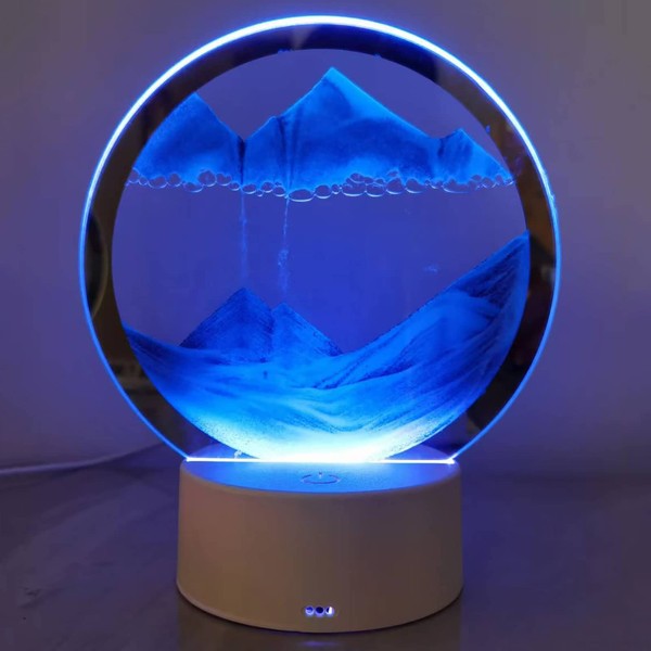 rysnwsu Moving Sand Art Picture Round Glass 3D Deep Sea
