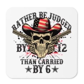 12V6 Coaster. Rather be Judged by 12 than Carried by 6 - Sold Individually - Individual Coasters: 12V6 Flag Skull