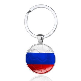 Art Attack Russian Flag Soccer Keychain, Russia National Football Team Accessories History Party Favor Fan Car Key Chain Ring Pendant Charm (Silver), Silver, Small