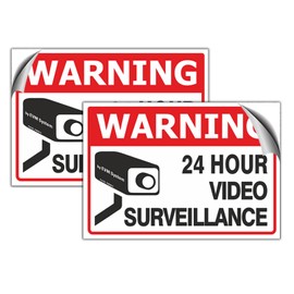 EVM 2 Pack 6x8 inch Video Surveillance Warning Sign Sticker - Premium Self-Adhesive Vinyl, Laminated for Ultimate UV Protection, Weather, Scratch, Water & Fade Resistance, Indoor & Outdoor
