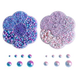 JIHUOO 4600 Pcs Flatback Pearls Gems Half Round Plastic Pearls Beads Mixed Size Nail Art Pearls Nail Resin Rhinestones Flat Back Beads for Shoes Phone Decoration Blue Pink