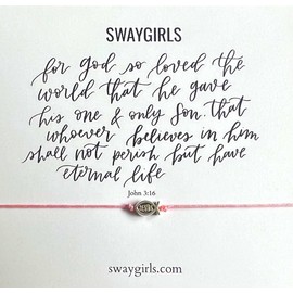 Swaygirls WWJD bracelet | Jesus fish bracelet | Christian charm bracelet | What would Jesus do bracelet | String bracelets (Pink string)