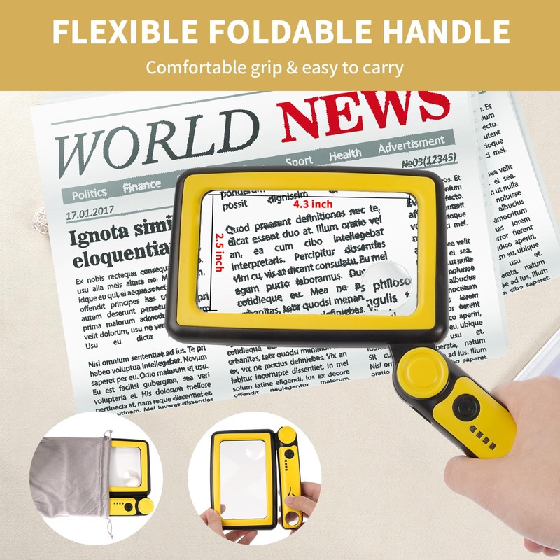 Magnifying Glass with Light, 5X 10X 45X Rechargeable Magnifier with
